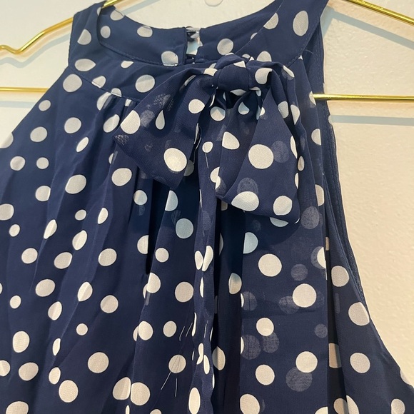 Tahari ASL Blue Polka Dot Maxi Dress Size 12 - Picture 4 of 9